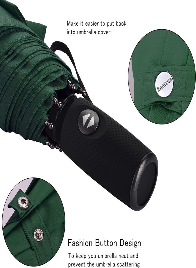 VEHTRI Windproof Travel Umbrella - Light, Automatic, Strong and Portable - Wind Resistant, Small Folding Backpack Umbrella for Rain - Men and Women (Green) - Image 3